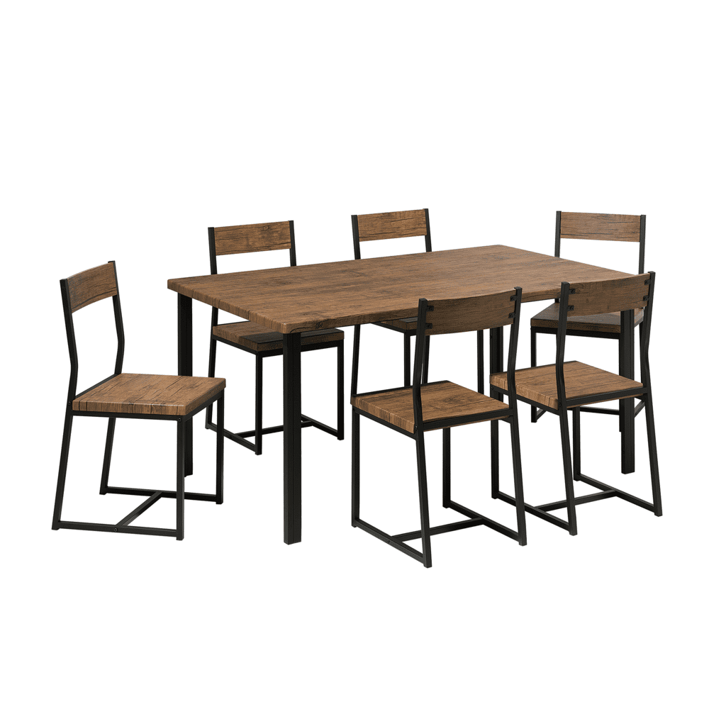Beliani Sada jedálenského nábytku šesť stoličiek a stôl hnedá LAREDO